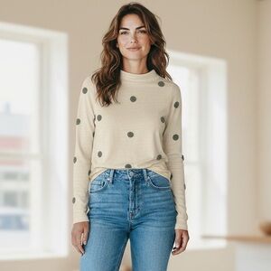 LOFT Cream Polka Dot Turtleneck Sweater